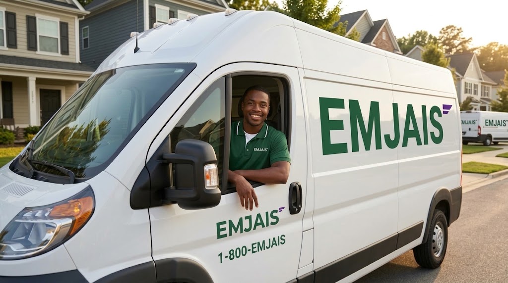 EMJAIS delivery van and driver
