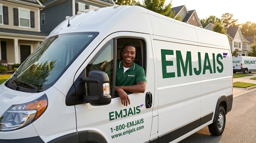 EMJAIS delivery van and driver