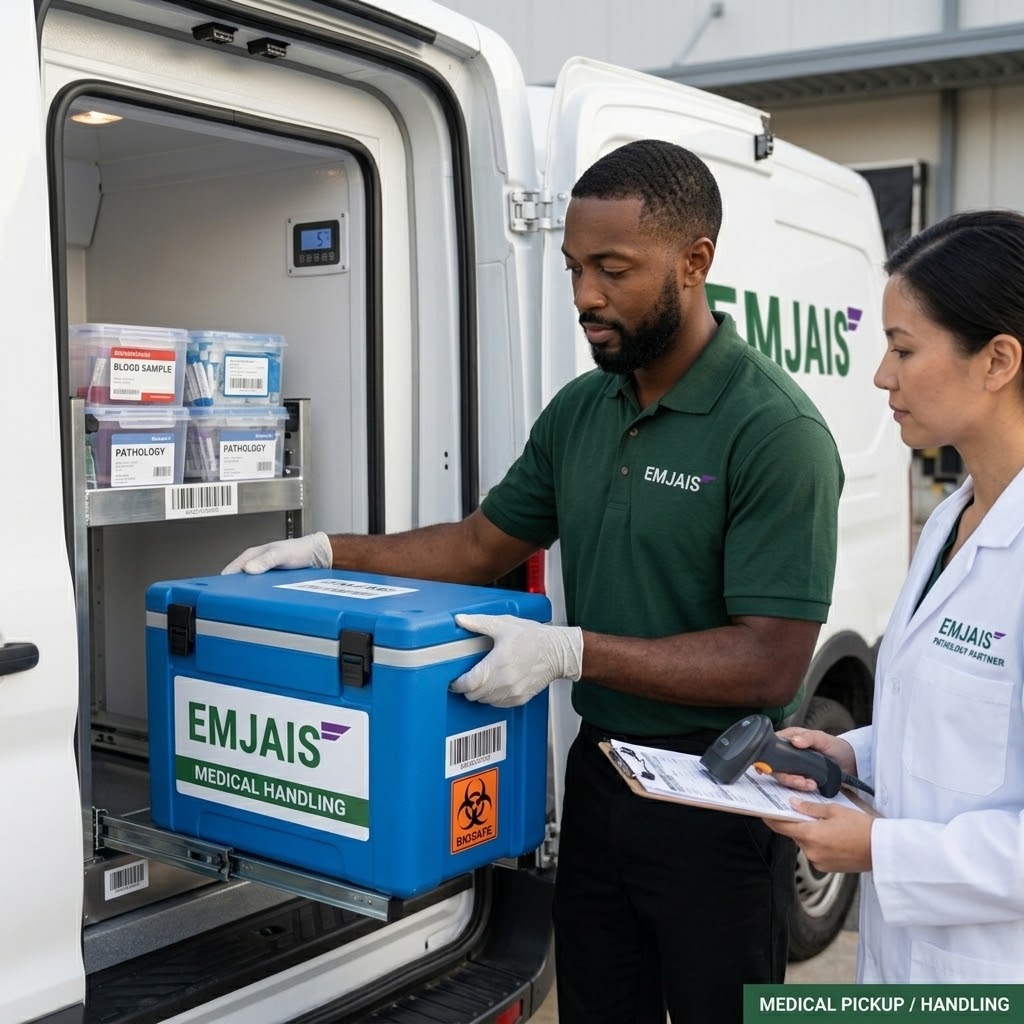 EMJAIS medical transport handoff with a pathology partner
